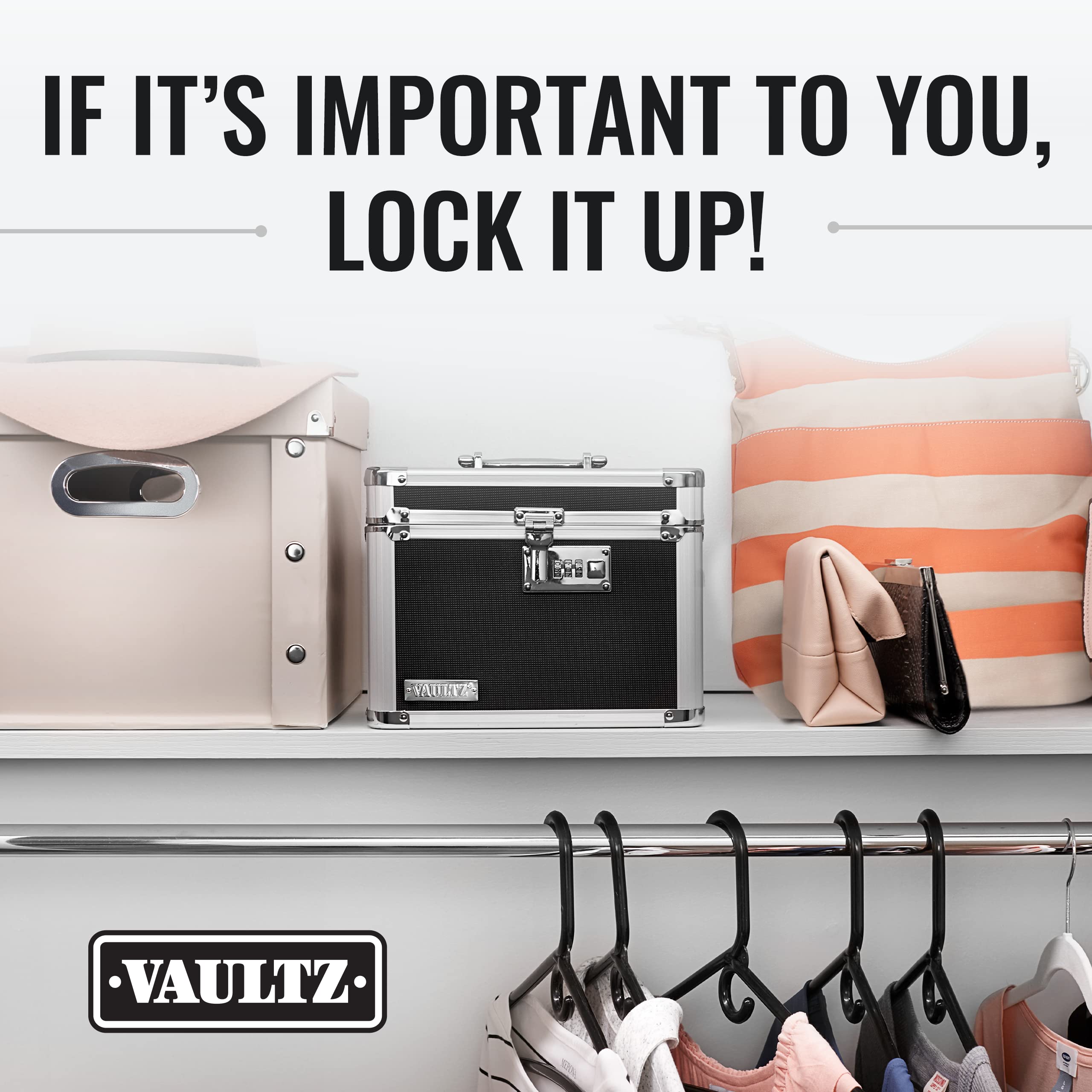 Vaultz Combination Lock Box Pack of 1 10 x 7.25 x 7.75 Inch Standard Safe with Key and Combo