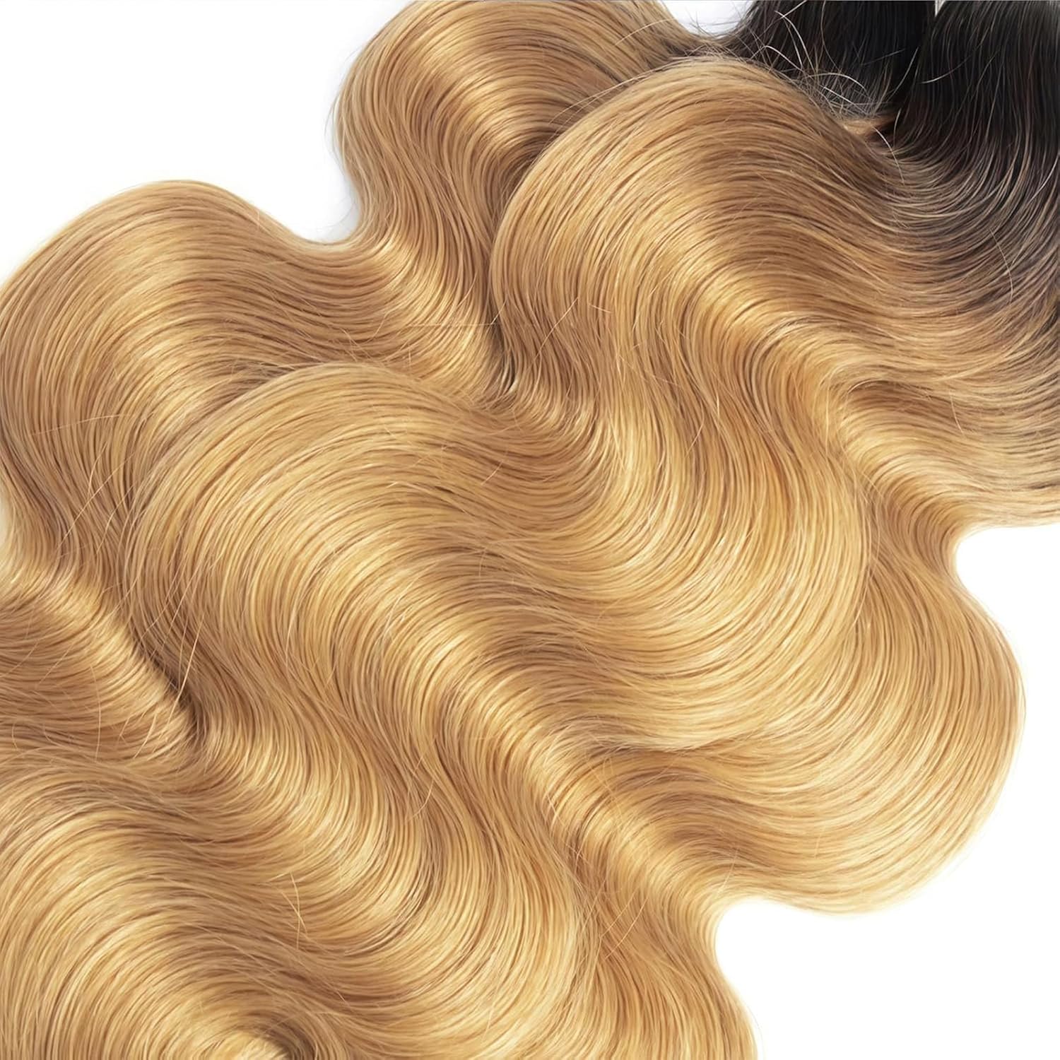 T1B/27 Ombre Body Wave Bundles Human Hair 20 22 24 Inch Black to Honey Blonde Human Hair Bundles Brazilian Virgin Remy 3 Bundles Human Hair Extensions for Black Women Two Tone Color