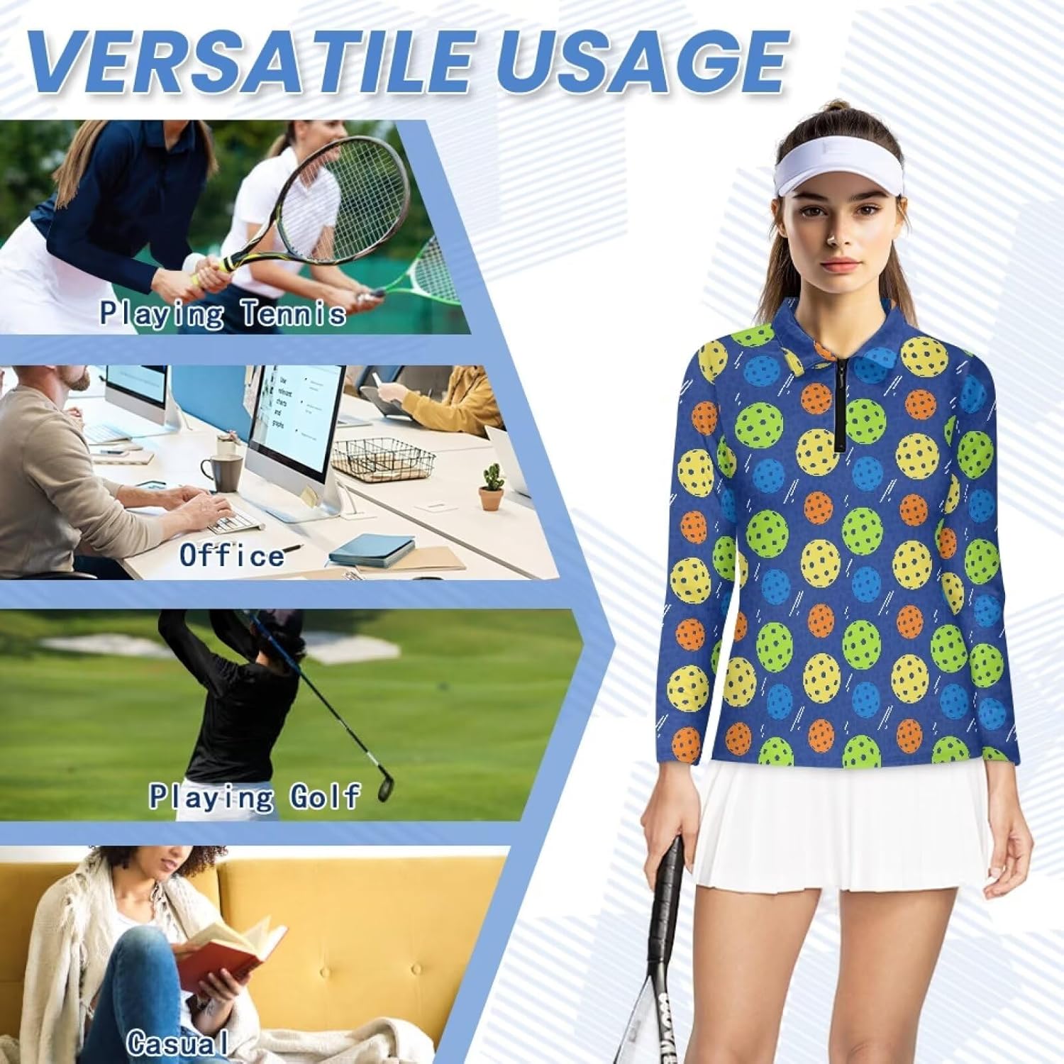 Women's Athletic Shirt Long Sleeve Golf Shirts Casual Tennis Shirts Tops for Women
