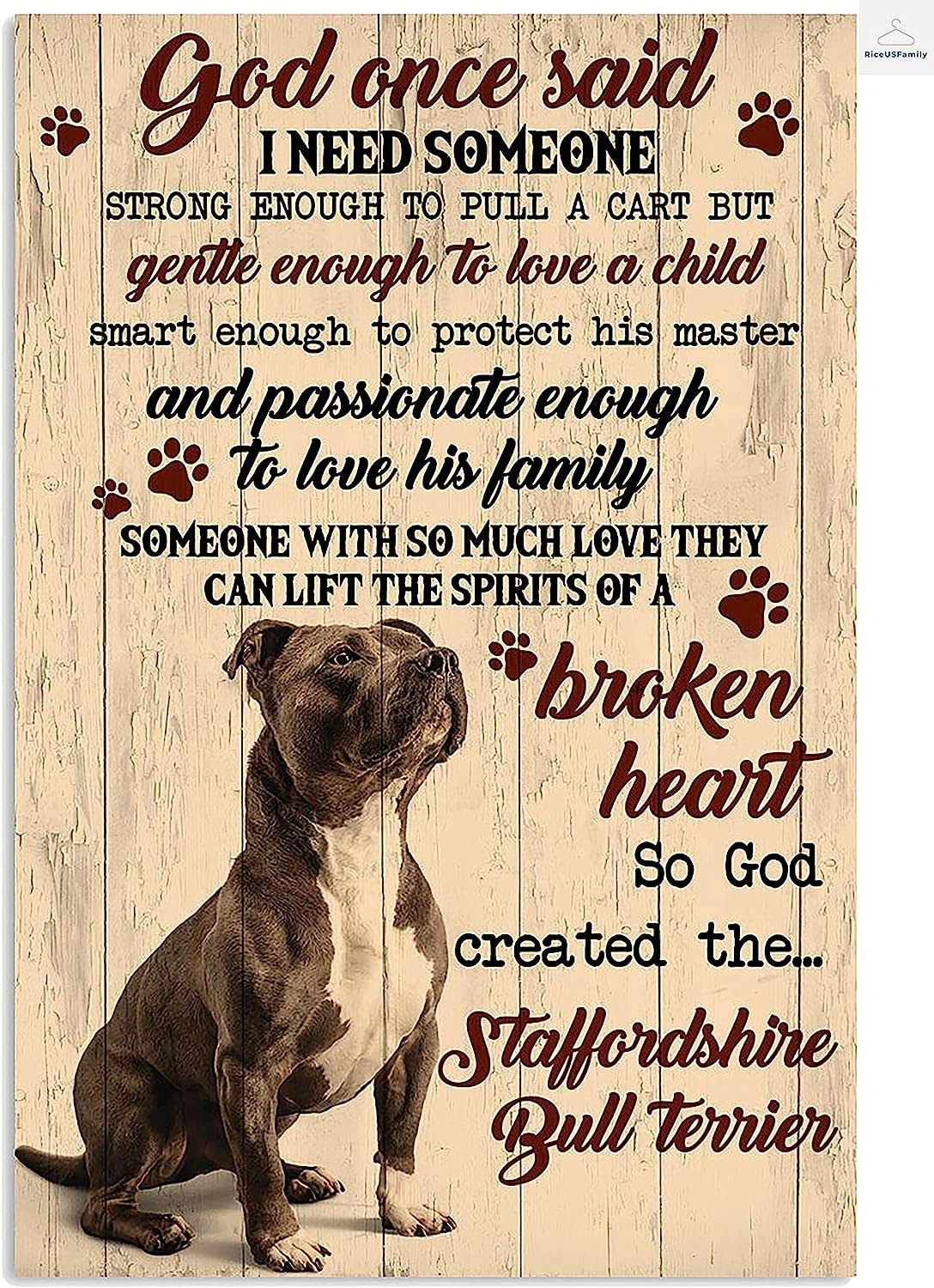 Bonoff Staffordshire Bull Terrier Owner Staffordshire Bull Terrier Metal Funny Vintage Metal Sign Poster 8X12 Inches