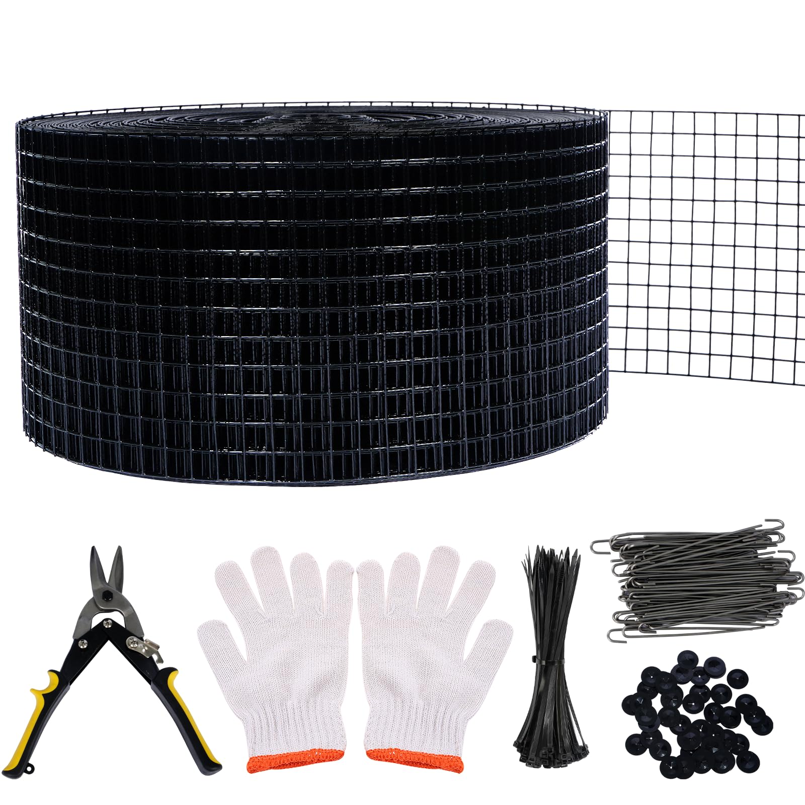 tonchean Bird Proofing Mesh Kit 15cm x 45M Solar Panel Guard Solar Panel Bird Mesh Roll with 70 Fixing Clip, 60 Cable Ties, 1 Plier, 1 Pair of Gloves, Control & Prevention of Pigeons Nesting
