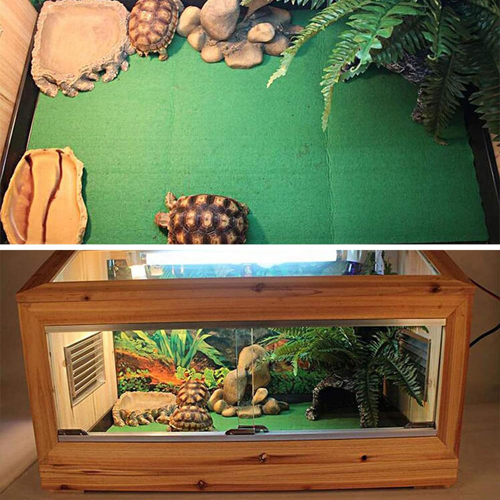 Alfombrilla de reptil de 47.2" x 23.6" para ropa de cama, suministros para terrario, lagartos, serpientes, dragón barbudo, gecko, camelón, tortugas Iguana