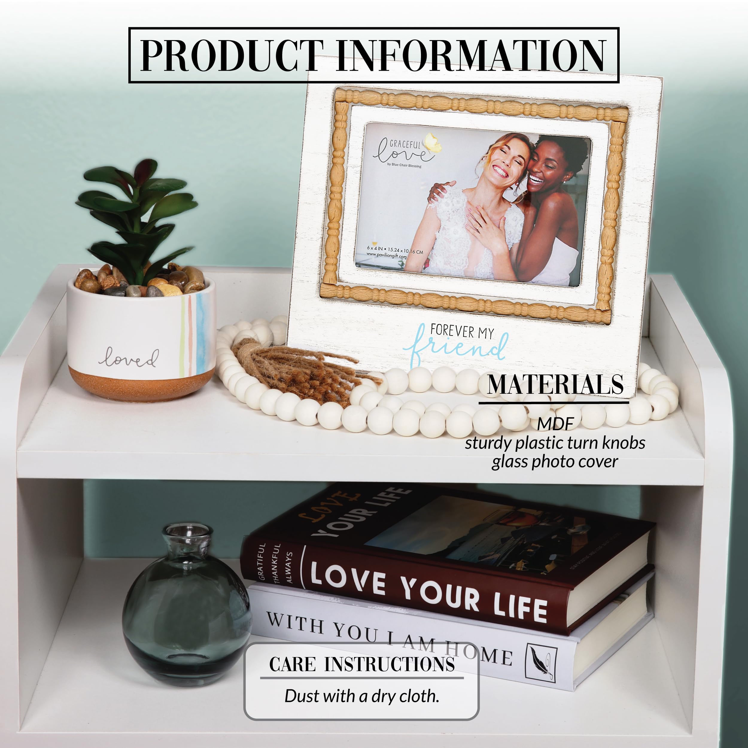 LOOKEY Cornice Portafoto Magnetica In Acrilico “My Bestie Forever” Con Supporto In Pelliccia – Regalo Di Compleanno Per Amica Del Cuore, Addio, Laurea