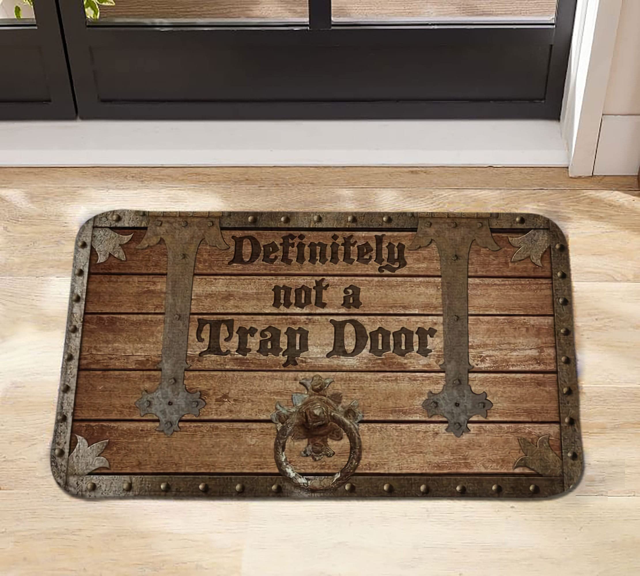 Definitely Not A Trap Door Doormat,Outdoor Door Mat,Personalized Doormat,Welcome Doormat,Housewarming Decor Gift 30x18 Inch — image 1