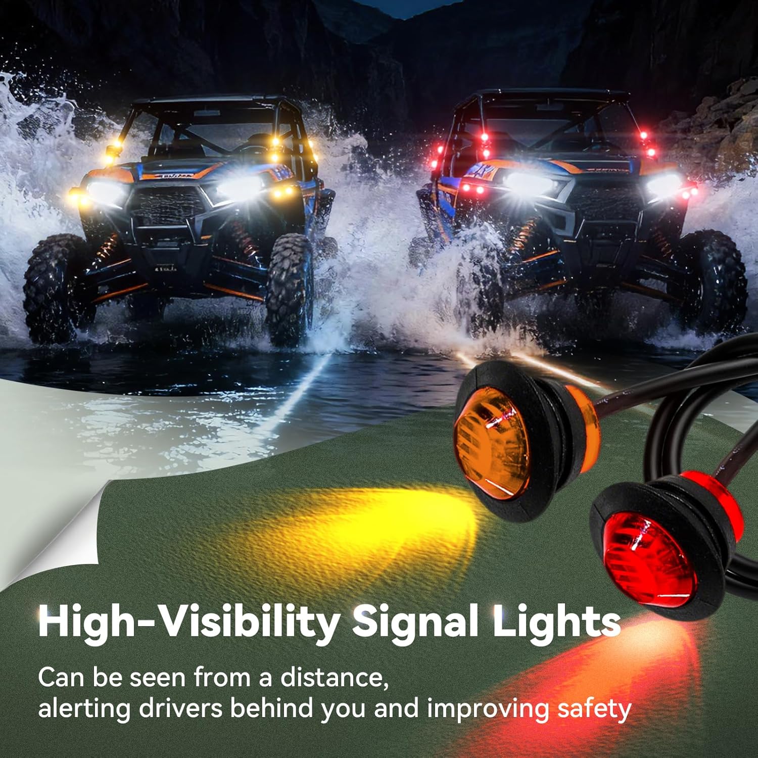 Universal UTV Turn Signal Kit with Horn Pre-Wired ATV Street Legal Kit for Side by Side UTV Blinker Kit with Turn Lights Rocker Switch Plug-and-Play Compatible with Polaris RZR Can-Am Maverick