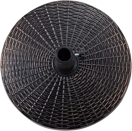 Miniatura 4 de FLAME&SHADE Base redonda de 26 libras para sombrilla de mesa de mercado de patio, para exteriores, bronce