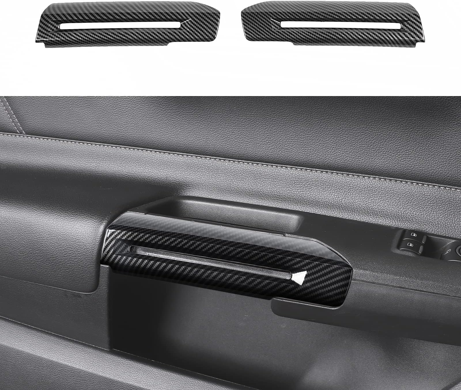 Carbon Fiber Inner Door Handle Trim Cover Interior Decoration Accessories for Ford Mustang 2015-2024,2PCS