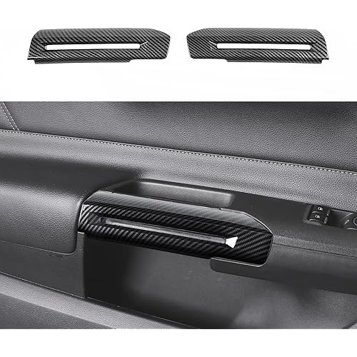 RT-TCZ Carbon Fiber Inner Door Handle Trim Cover Interior Decoration Accessories for Ford Mustang 2015-2024,2PCS