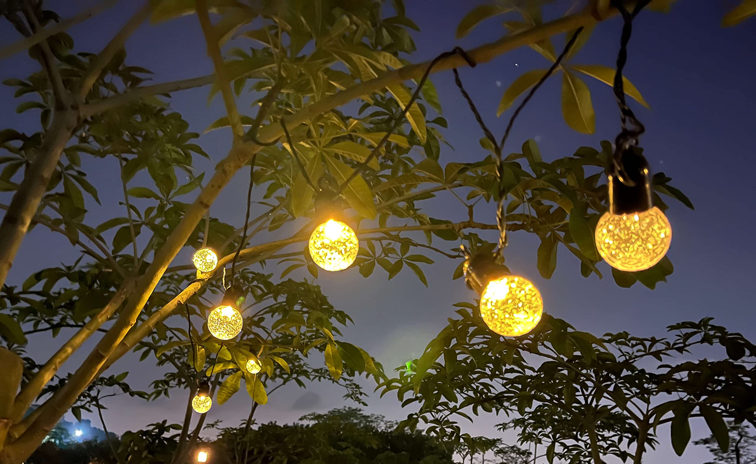 sylvwin G40 łańcuch świetlny na zewnątrz, 15 m, 25 diod LED, 8 trybów pracy, solarny łańcuch świetlny LED, do ogrodu, na drzewa, podwórko, patio, na imprezę, do pokoju, na wesele
