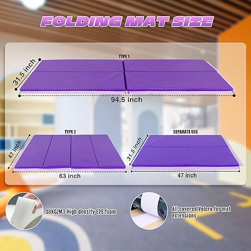 Miniatura 5 de Seliyoo - Barra de gimnasia plegable para niños de 3 a 15 años, longitud de la base 5 pies6 pies, altura ajustable, equipo de gimnasia para el hogar