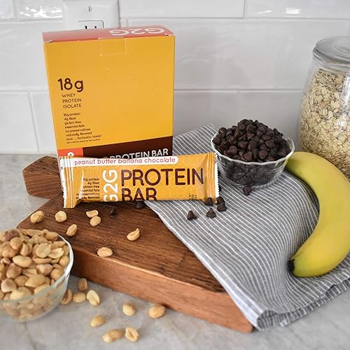 Miniatura 4 de G2G Barra de proteínas, mantequilla de maní y plátano, aperitivo saludable, delicioso reemplazo de comidas, sin gluten, ingredientes limpios,