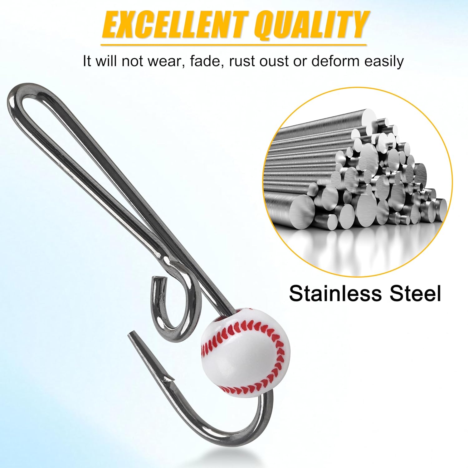 14PCS Fishing Hat Hook for Fishing Hooks Clip Fish Hook Clip with Baseball Bead image 3