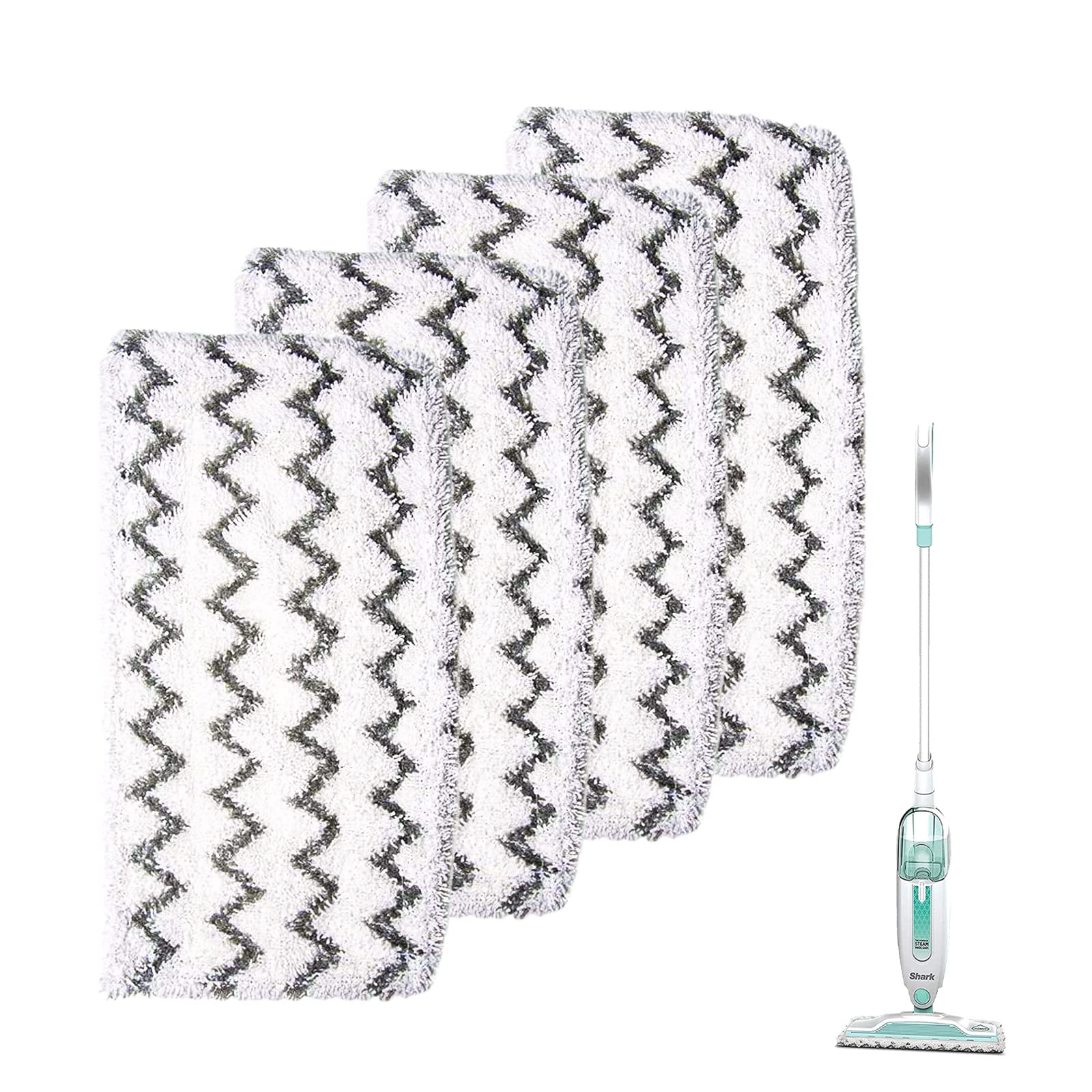 4 Pack Steam Mop Pads for Shark S1000 S1000A S1000C S1000WM S1001C Replacement Steamer Mop Pads ，Washable Microfiber Mop Pads for All Hard Floors