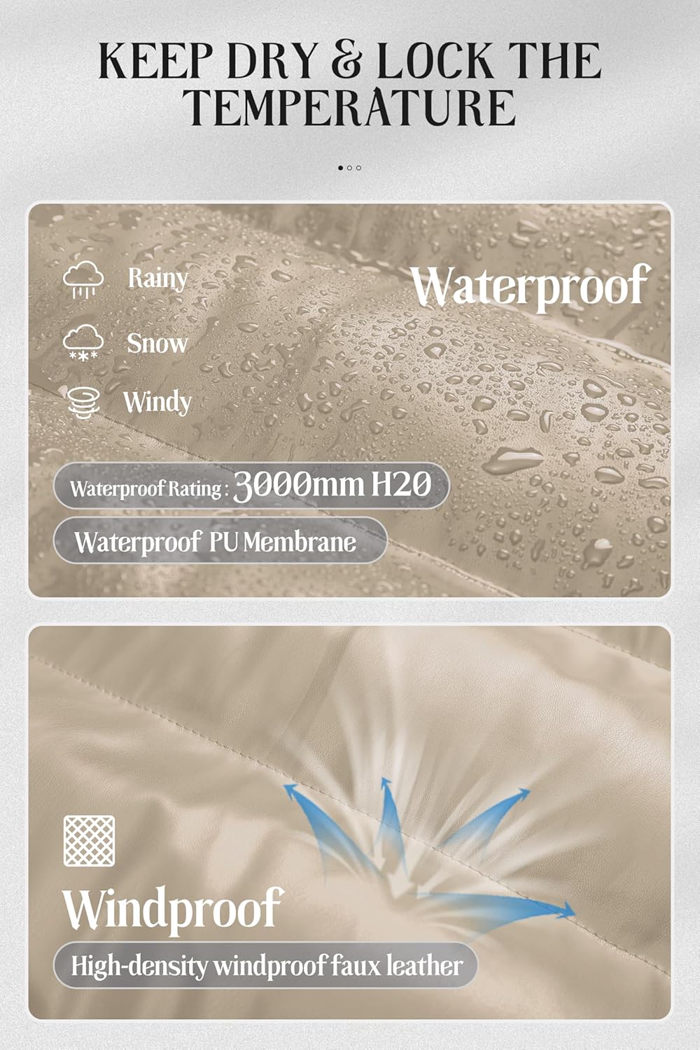 Chrisuno Women's Short Faux-Leather Puffer Jacket Fleece Lined Vegan Leather Winter Coat Waterproof Bubble Jackets - Image 4