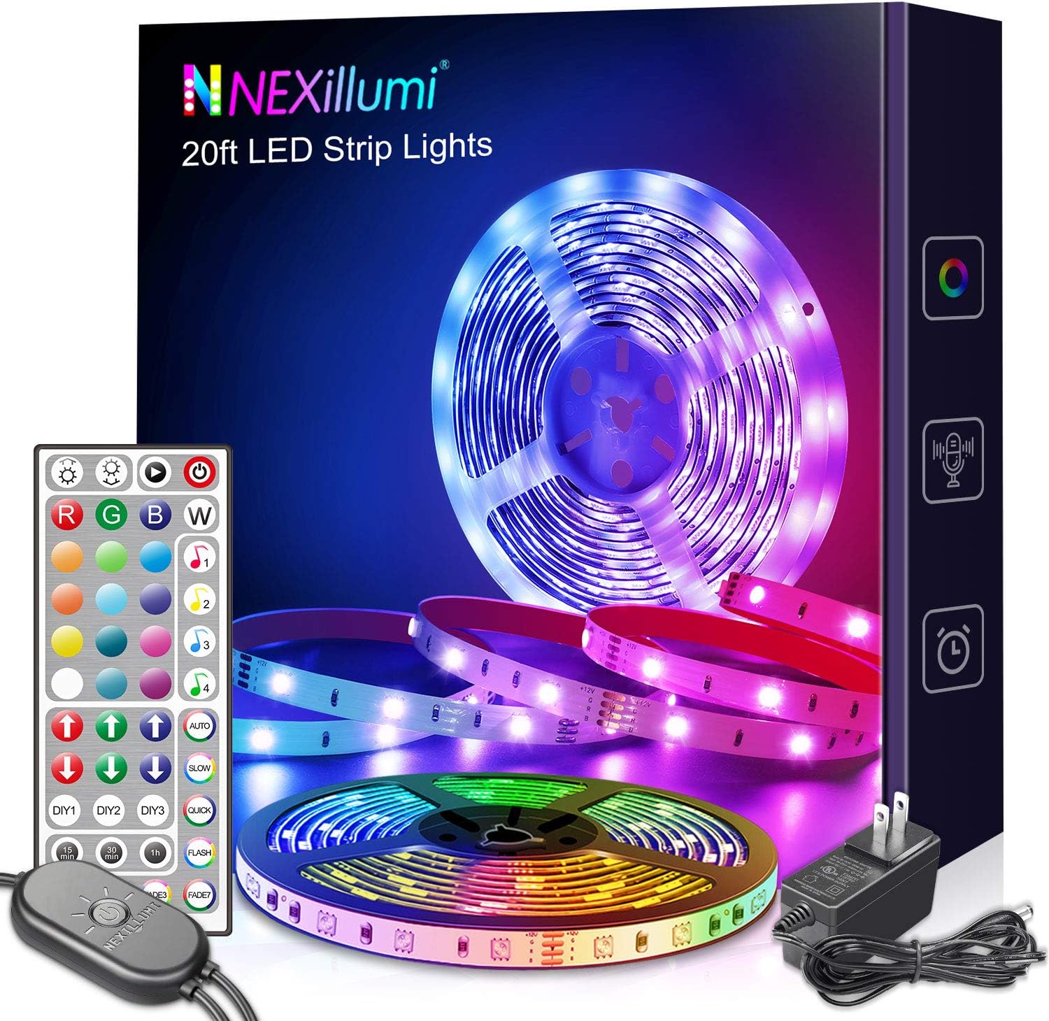 Nexillumi Led Lights for Bedroom 100ft with Color Changing LED Strip Lights with Remote and APP Control RGB Lighting Strip for Indoor Party Home Room Decor and Luces LED para Cuarto
