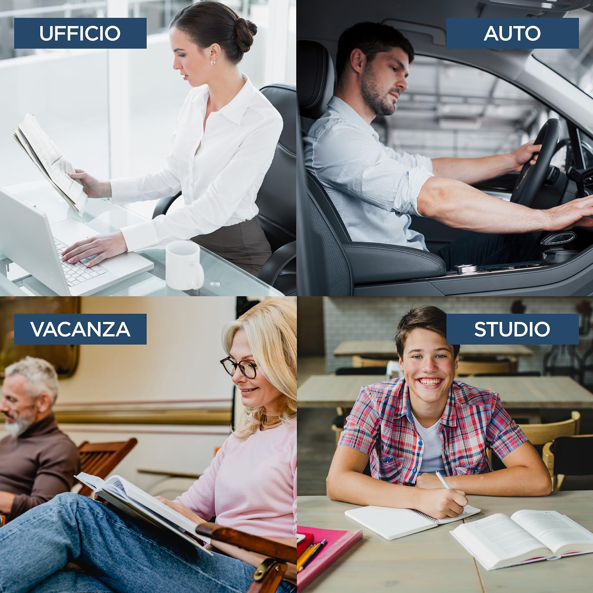 Cuscino Sedia Ufficio - Cuscino Ergonomico Sedile Auto Guidatore - in Memory Foam Traspirante e Sfoderabile - Ideale per Lavoro, Smart Working, Casa, Gaming e Sedia a Rotelle
