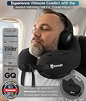 Vista 2 de SNUGL Almohada de viaje – Almohada cervical de avión, almohadas de viaje para aviones, almohadas cervicales de espuma viscoelástica – Esenciales