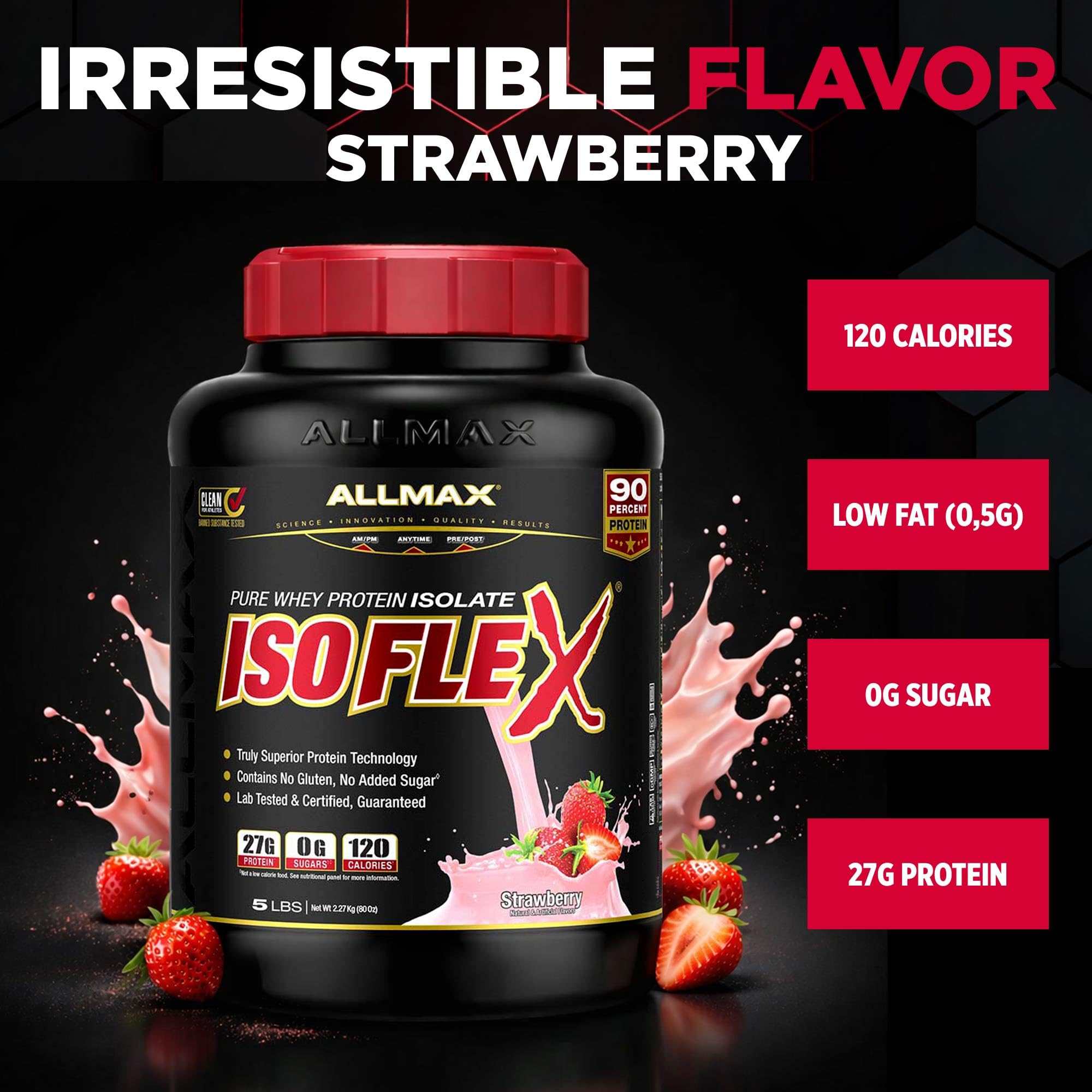 ALLMAX ISOFLEX Whey Protein Isolate, Strawberry, 5 lb — Amazon image 9