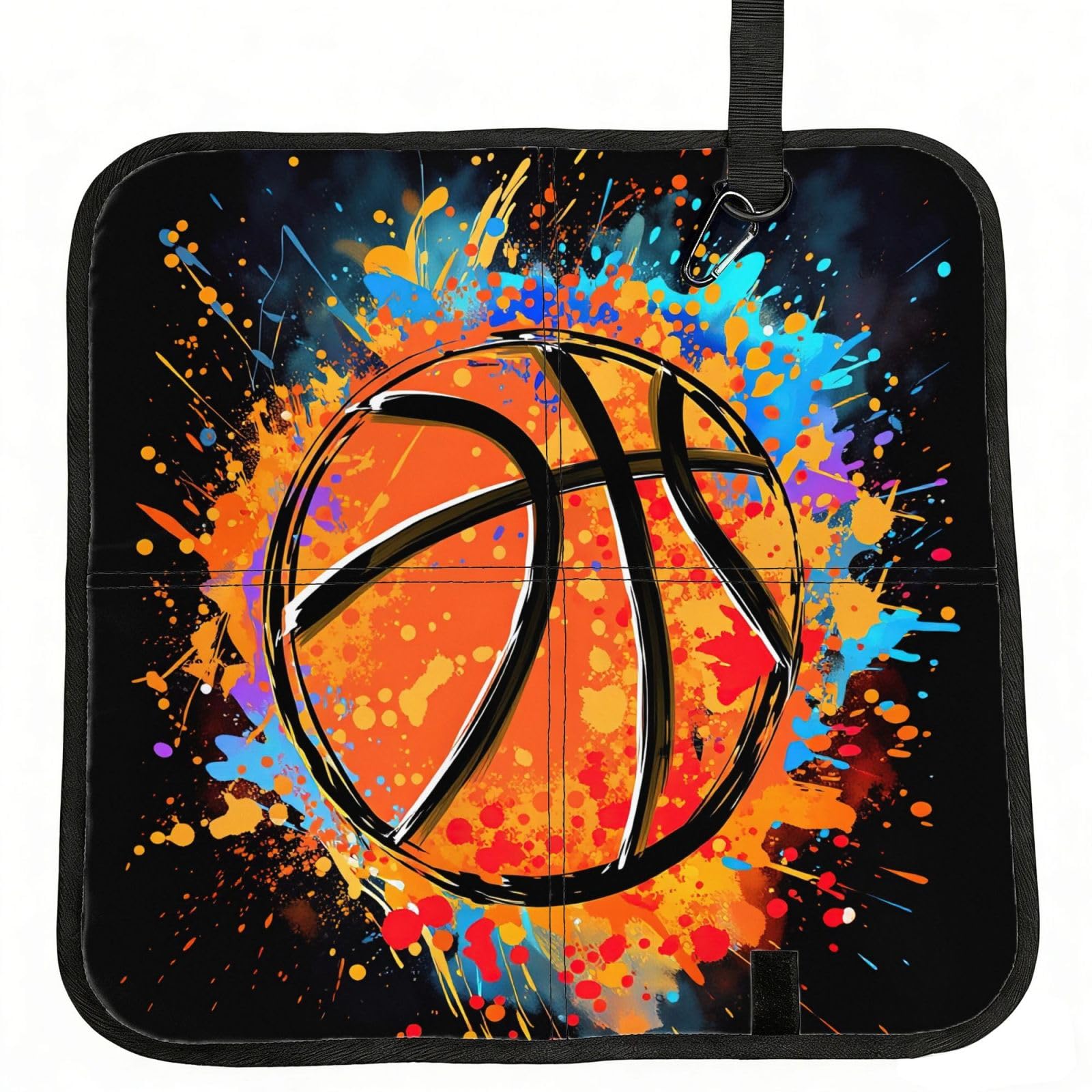 SDEGTHO Shooting A Basketball Print Padded Seat Pad Folding Cushion Waterproof Bench Mat Portable Outdoor Rest Mat 15.8"