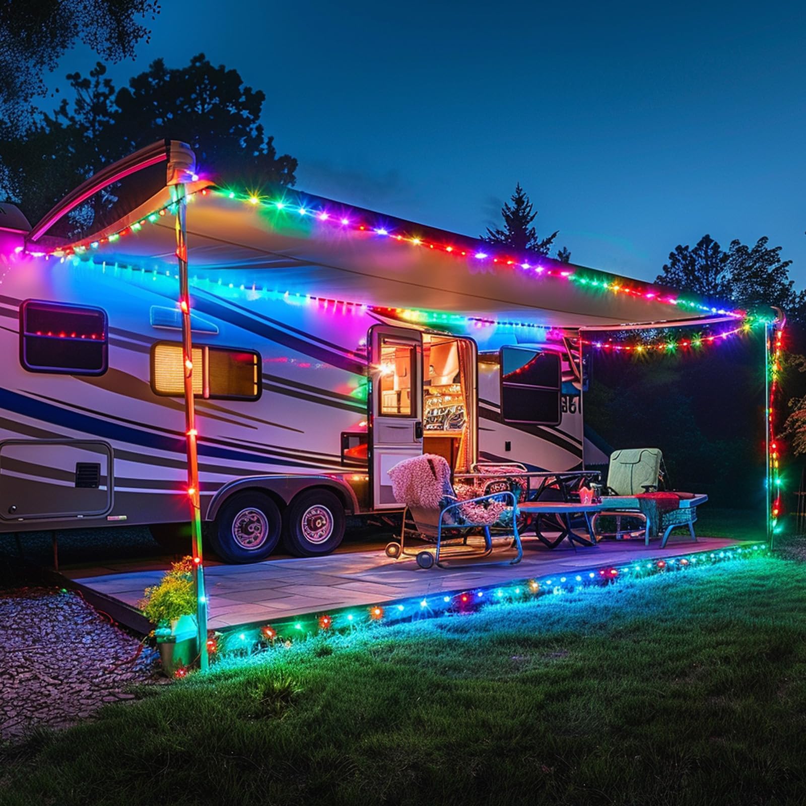 LairtPOW Paquete de 4 luces solares de cuerda de 39 pies, 100 luces LED multicolor impermeables para exteriores, control remoto, para camino, piscina, patio, jardín, palmera, Navidad, Halloween