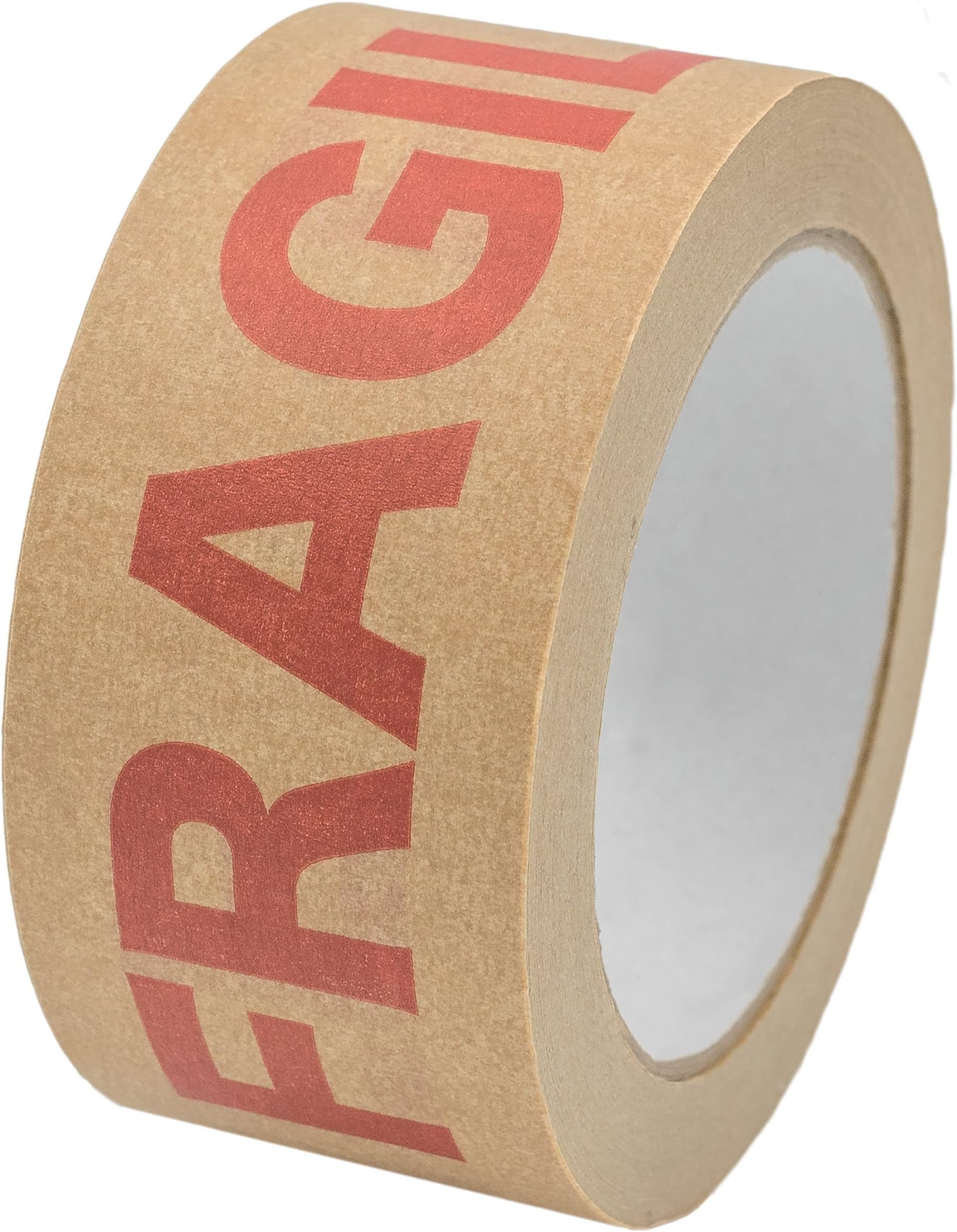 NATEE Strong Paper Packaging Tape | Eco-Friendly | Fully Recyclable | Fragile Printed Kraft Paper for Packing Parcels and Boxes | Brown Paper Packaging for Moving House | 50m x 50mm Width | 4 Rolls