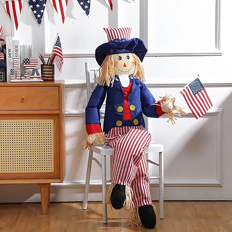 61'' Life Size American Patriotic Scarecrow