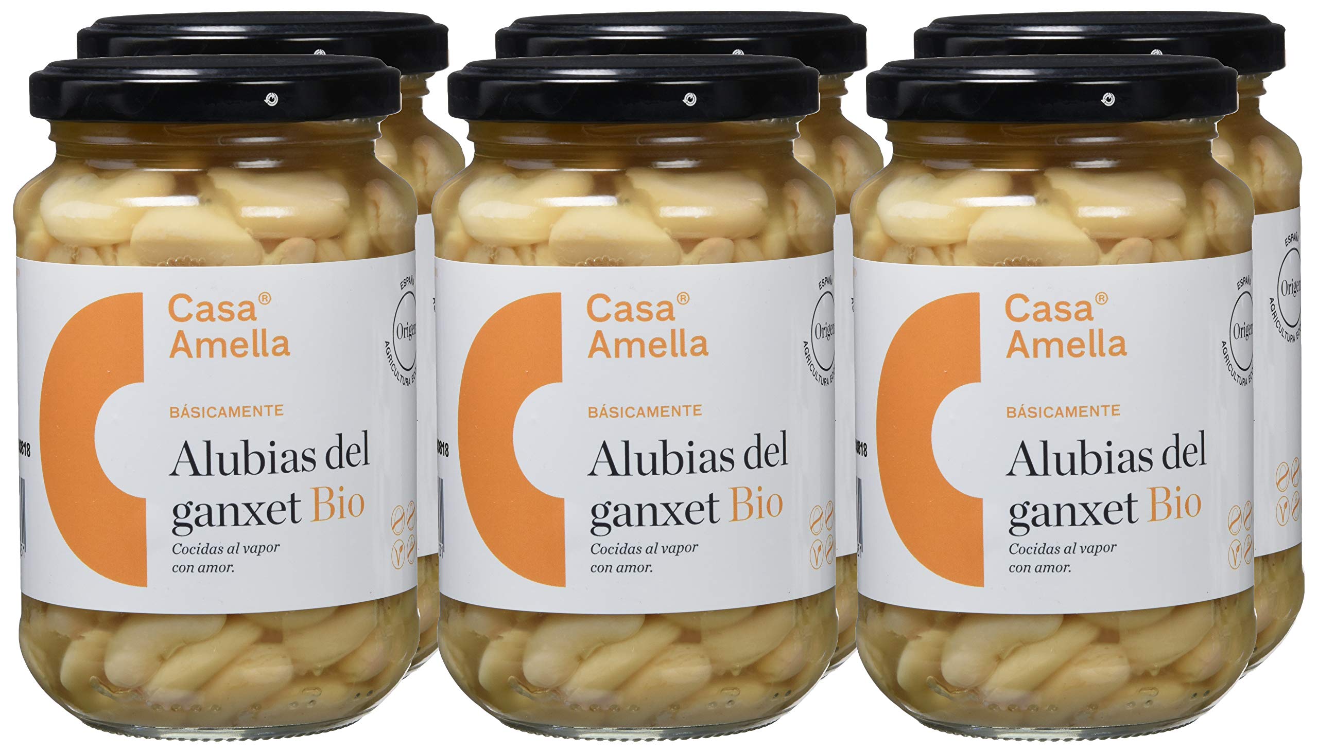 Casa Amella, Alubia del ganxet (Cocida) - Pack de 6 x 330 gr. (Total 1980 gr.)