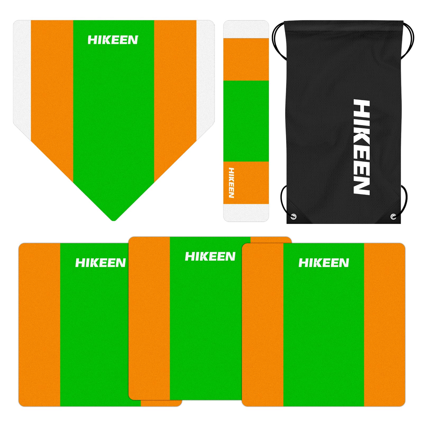 Hikeen 5 Piece Baseball & Softball Base Set, Throw Down Rubber Bases for Baseball Softball Kickball with Home Plate for Backyard Field Practice