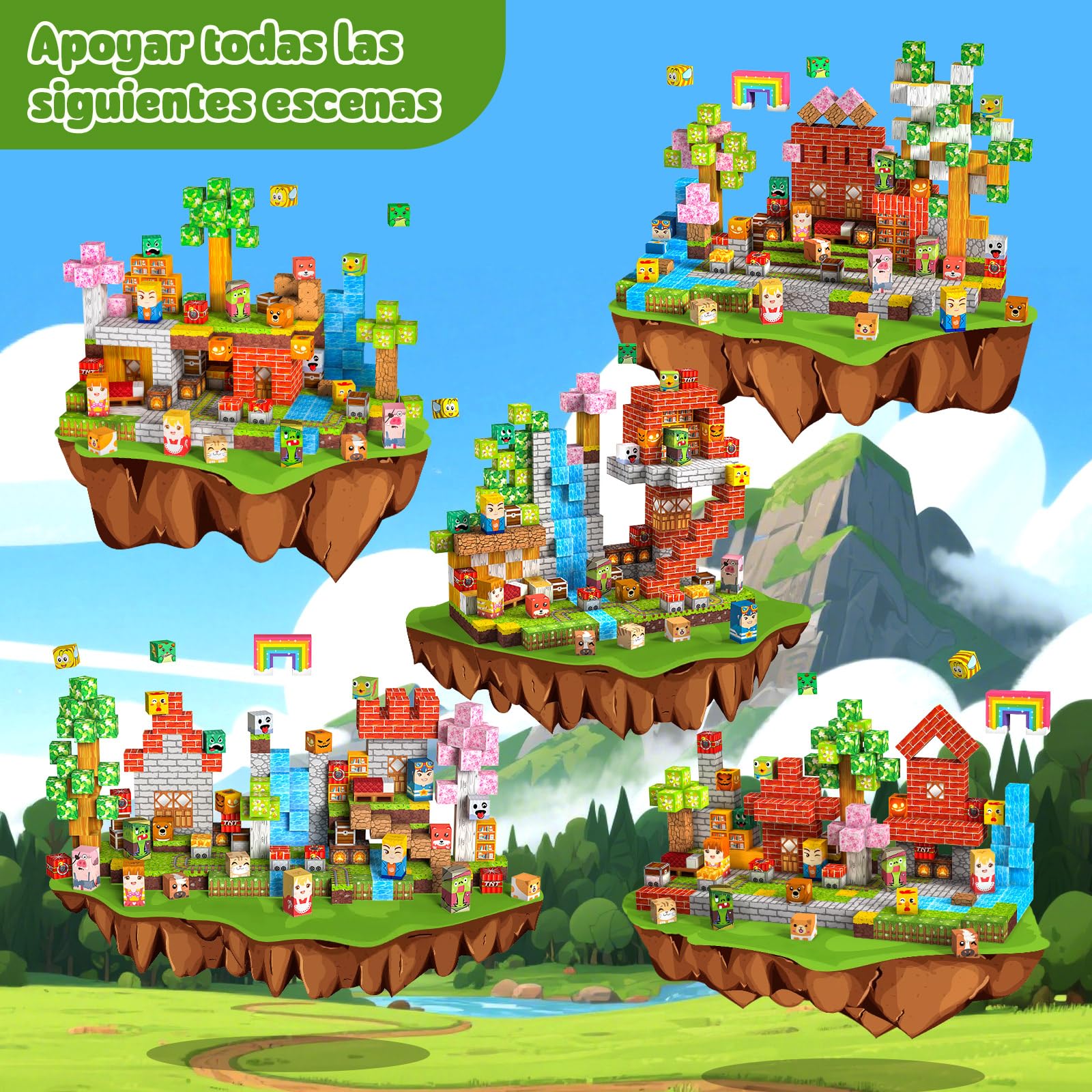 Bloques Magneticos Construccion Niños 330 Piezas 2CM 3+ Magneticas, Juego Magnetic Blocks Tiles Construcción, Juguetes Montessori para Niños 4 5 6 7 8 9 10 11 12 Regalos de Cumpleaños para Niñas