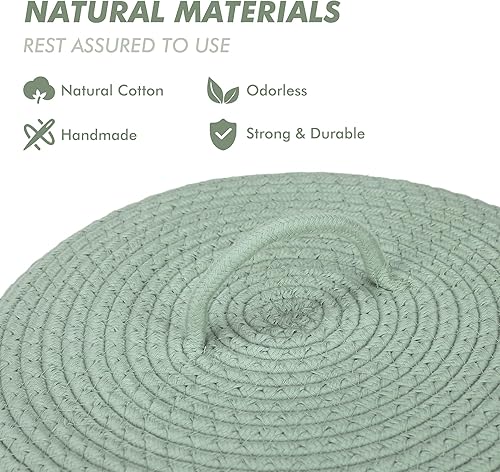 Miniatura 44 de Sea Team Round Cotton Rope Storage Basket with Lid, Lidded Woven Storage Bin, Nursery Storage Container, Diaper Caddy, Baby Shower Basket, Box, Cream