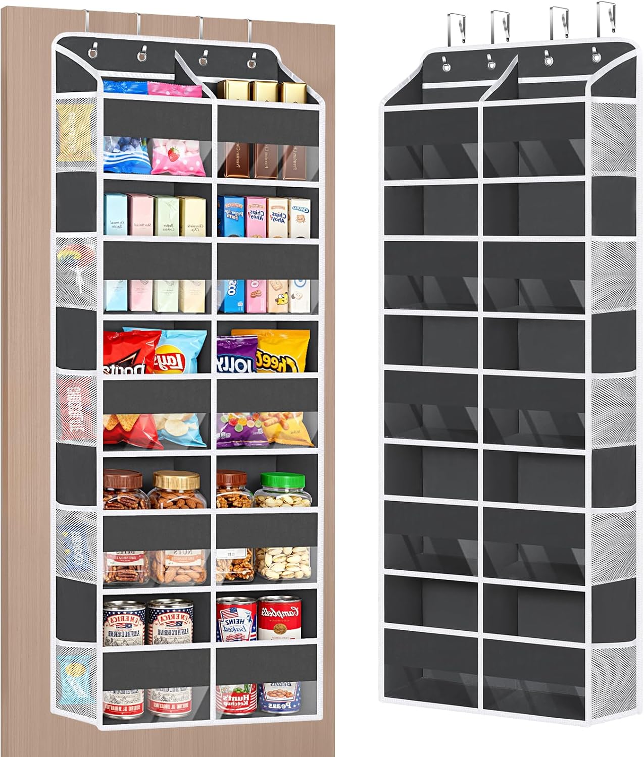 KEEGH Over The Door Organizer, 5 Tiers Large Capacity Over The Door Storage Organizer with 10 Mesh Side Pockets, Door Organizer Hanging for Bedroom, Nursery, Bathroom and Pantry (Beige)