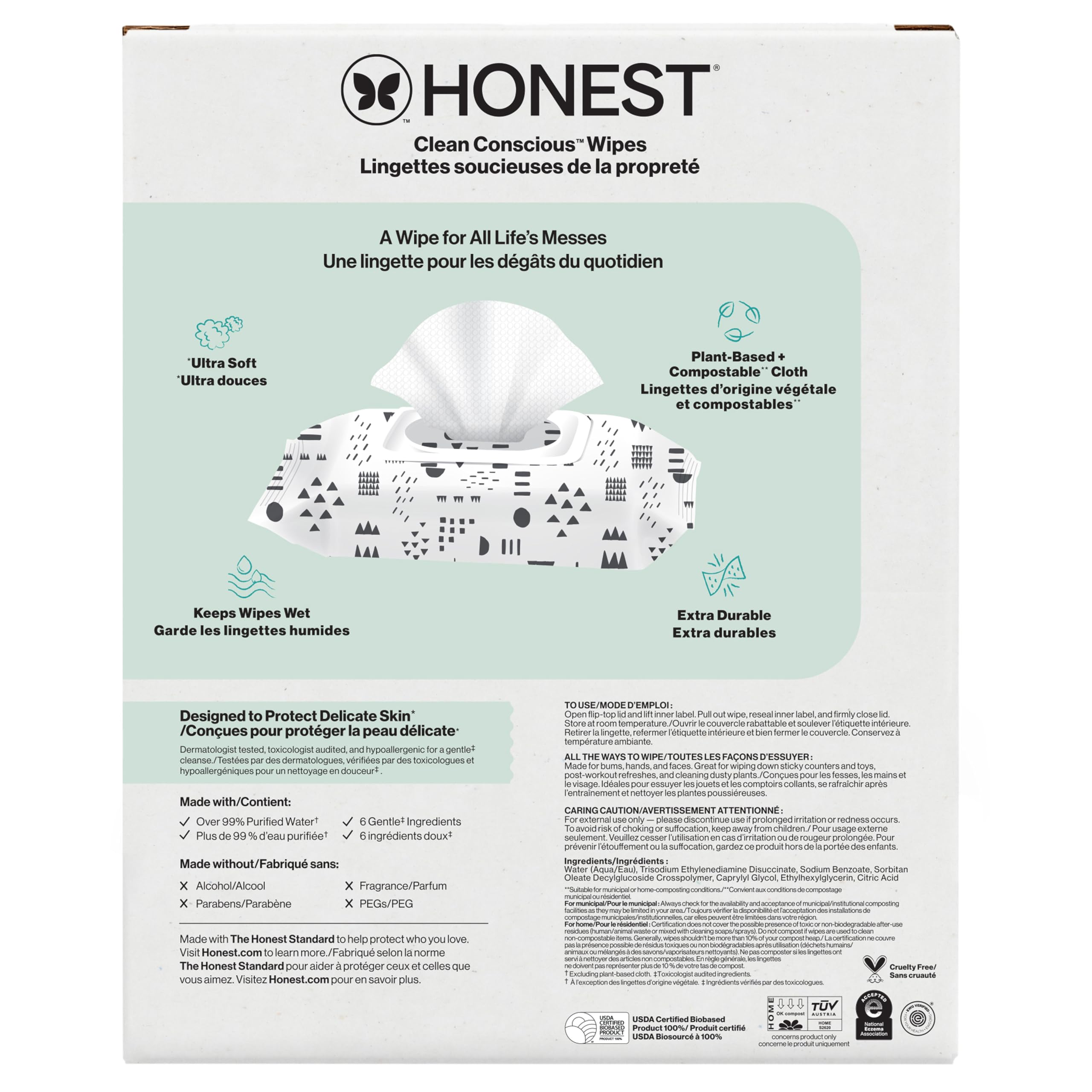 Lot de 288 lingettes pour bébé Motif géométrique