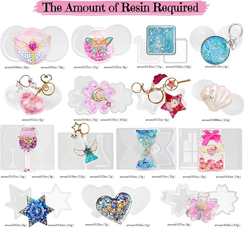 Miniatura 5 de Funshowcase Paquete de moldes de silicona para coctelera de resina, suministros de joyería, 133 kits