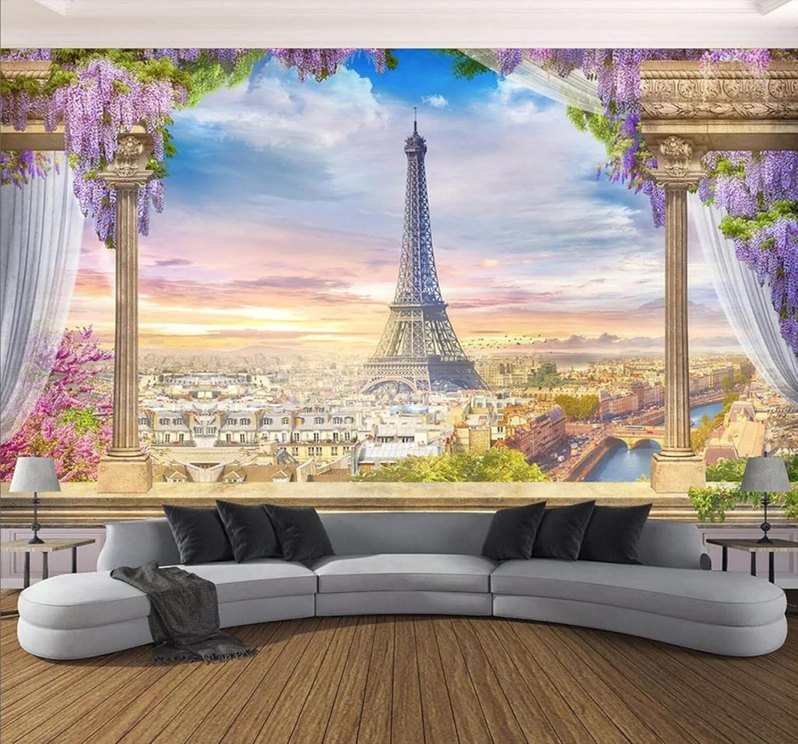 XLMING Three Dimensional Roman Column Beautiful Ivy City Architecture 3D Wallpaper Luxury Silk Study Dining Feature Sofa Grey Bedroom Living Room Tv Decorative Wall-150cm×105cm