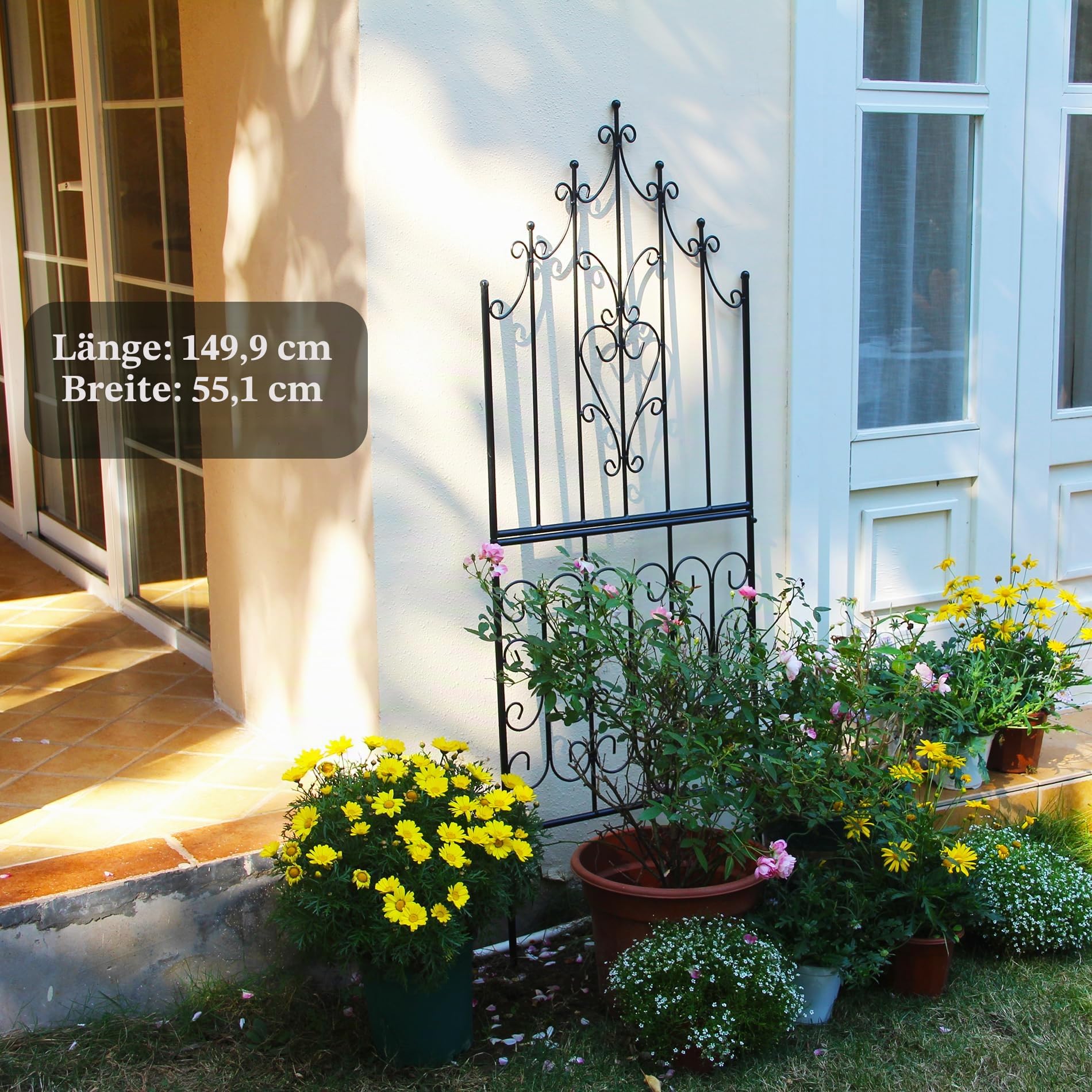 GARDEN Gartentrellis 150CM x 55CM x 1.3CM - Eisen, Einzigartiges Design, Robuste Konstruktion, Lattengitter für Rosen, Reben, Efeu, Clematis - Kletterpflanzenstütze