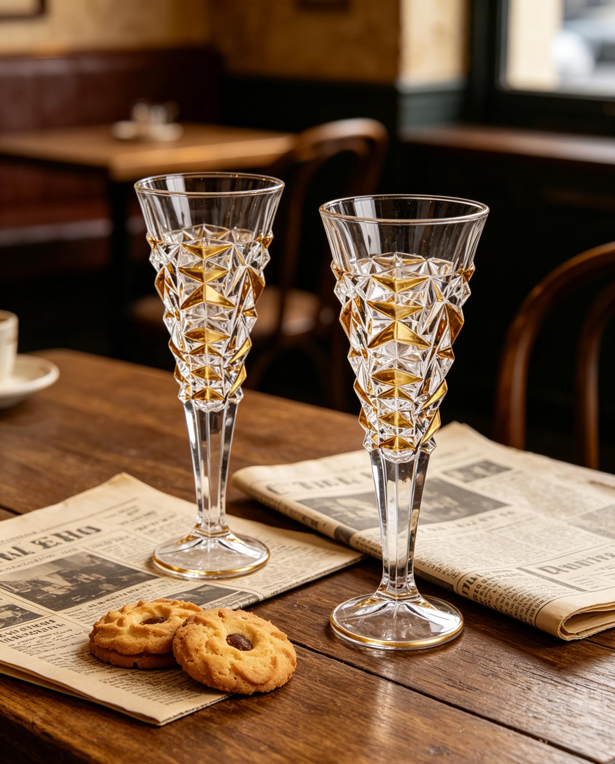 Set di 2 calici da champagne in cristallo dorato dipinti a mano, regalo unico per festa della mamma, compleanno, matrimonio, ideali per degustazione di vino, uso quotidiano (200 ml) (oro)