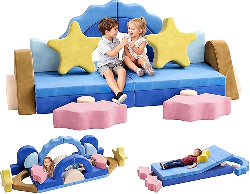 CoziBB 24Pcs Modular Kids Play Couch, Toddler Couch with Convertible and Multifunctional Foam for Inspiring Child Creativity, Kids Couch for