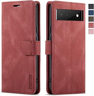 Google Pixel 6 5G Case,Google Pixel 6 5G Wallet Case with [RFID Blocking] Card Holder Kickstand Magnetic,Leather Flip Case for Google Pixel 6 5G 6.4 inch (Wine Red)
