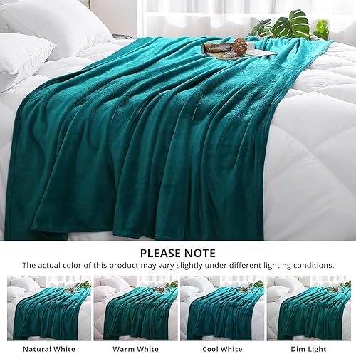 Miniatura 6 de MUXHOMO Manta de forro polar tamaño Queen para sofá, manta suave azul, manta cálida para invierno, cama, sofá, manta de viaje (90 x 90 pulgadas) EE.