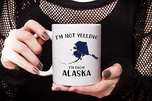 Miniatura 3 de Funny Alaska Pride Coffee Mugs, I'm Not Yelling I'm From Alaska Mug, Gift Idea for Alaska Men and Women Featuring the State Map and Flag, Proud