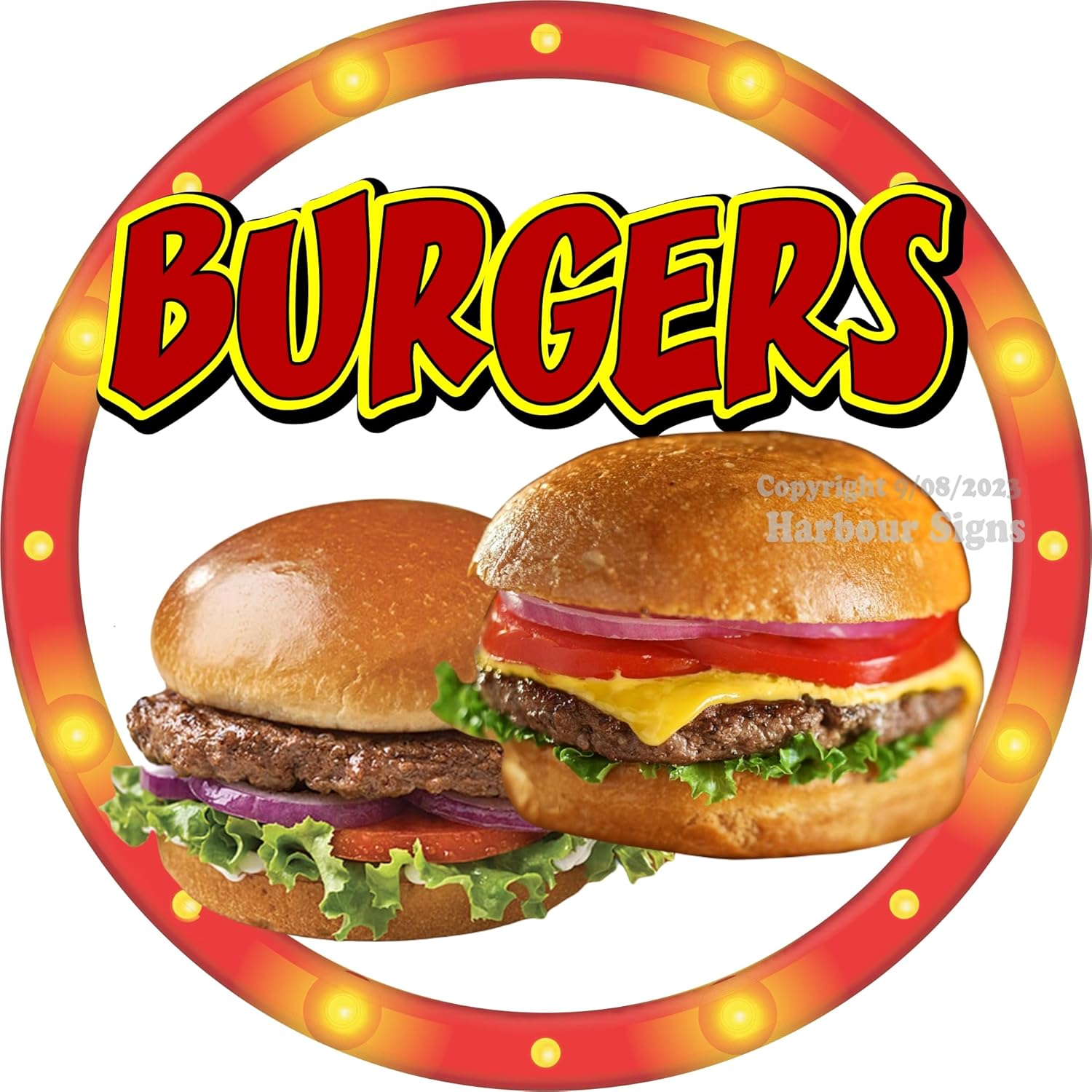 Generic Burgers Decal Nathans Concession Food Truck Vinyl Sticker by Harbour Signs (18x18 inch)