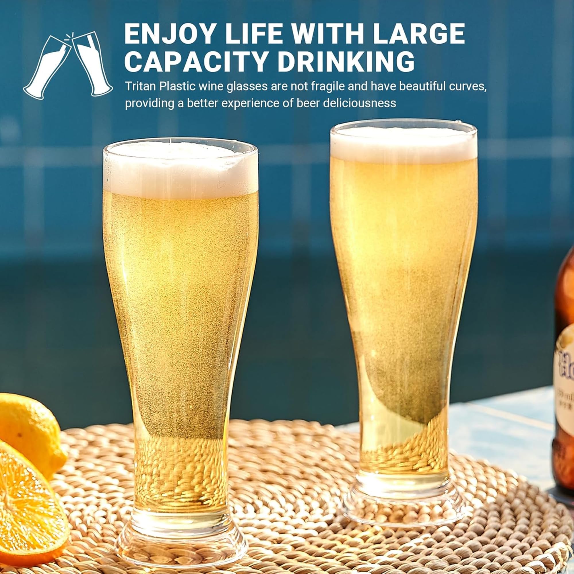 HAHASHOW 480ml Bicchiere da Birra, 100% Tritan-Plastica Bicchieri da Vino Perfetto per Casa Campeggio, Raduno, Guardare Partite di Calcio, Lavabile in Lavastoviglie, Set di 6