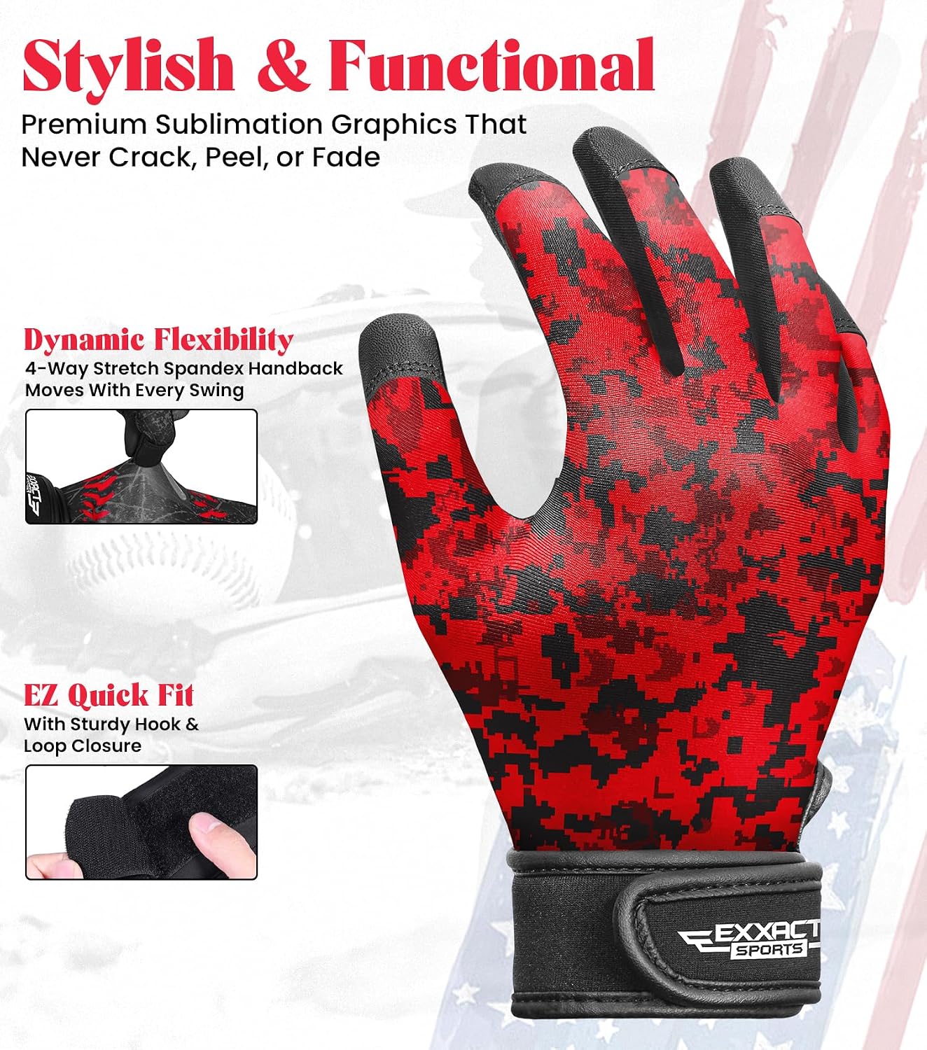 Exxact Sports Youth Batting Gloves with Arm Sleeve