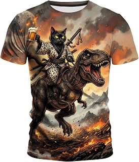 Men's Black Cat Graphic T-Shirt, Crew Neck Short Sleeve Summer Casual Tee, S-4XL