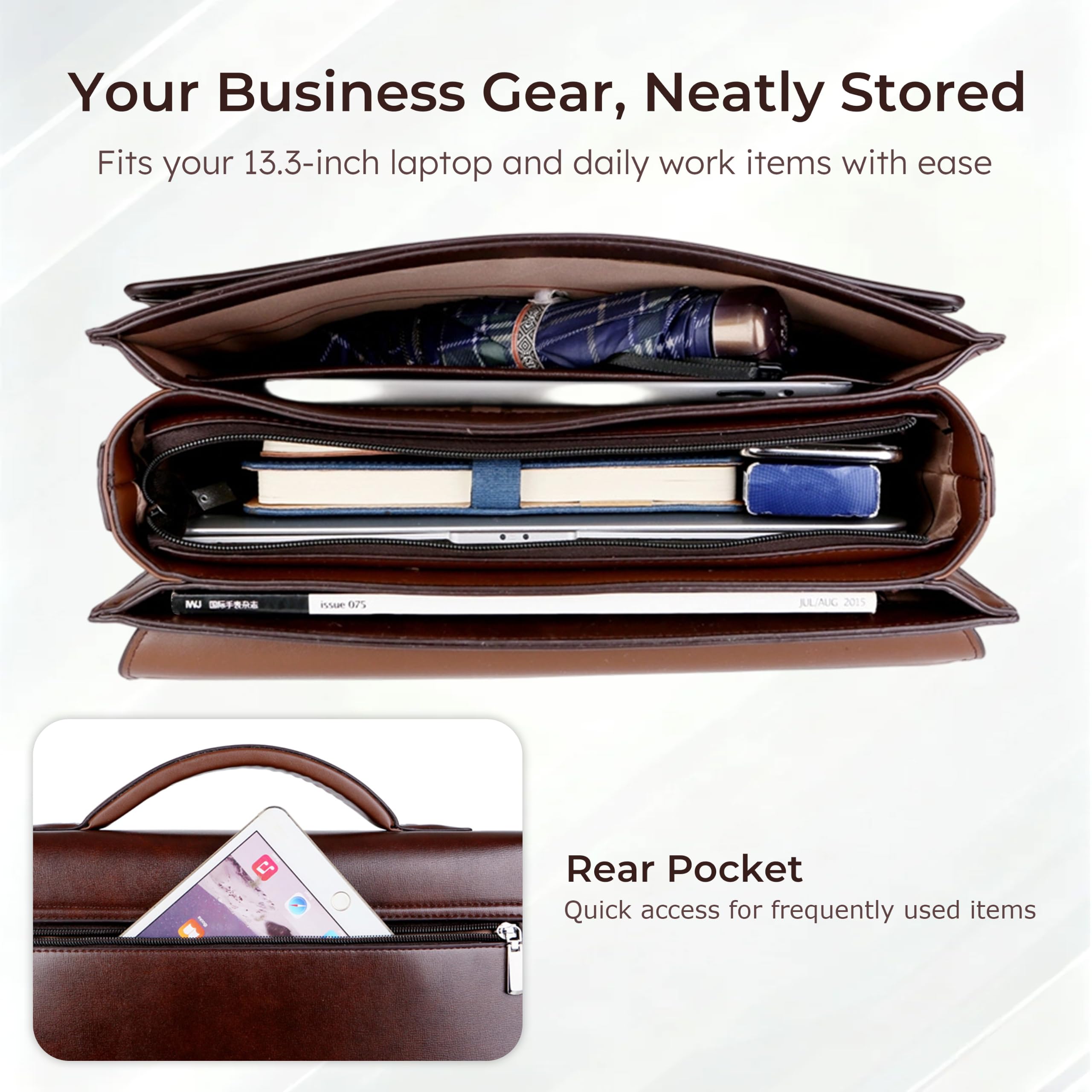 [FSD.WG]Business Bag Borsa in pelle Borsa da Affari per Computer Portatile Borsa da Uomo