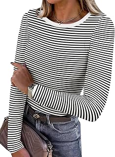 Basic Rib Knit Slim Fit Long Sleeve Tee for Layering & Underscrubs (2025 Fall)
