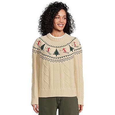 L.L.Bean Signature Cotton Fisherman Crewneck Novelty Sweater sailcloth skier fair isle