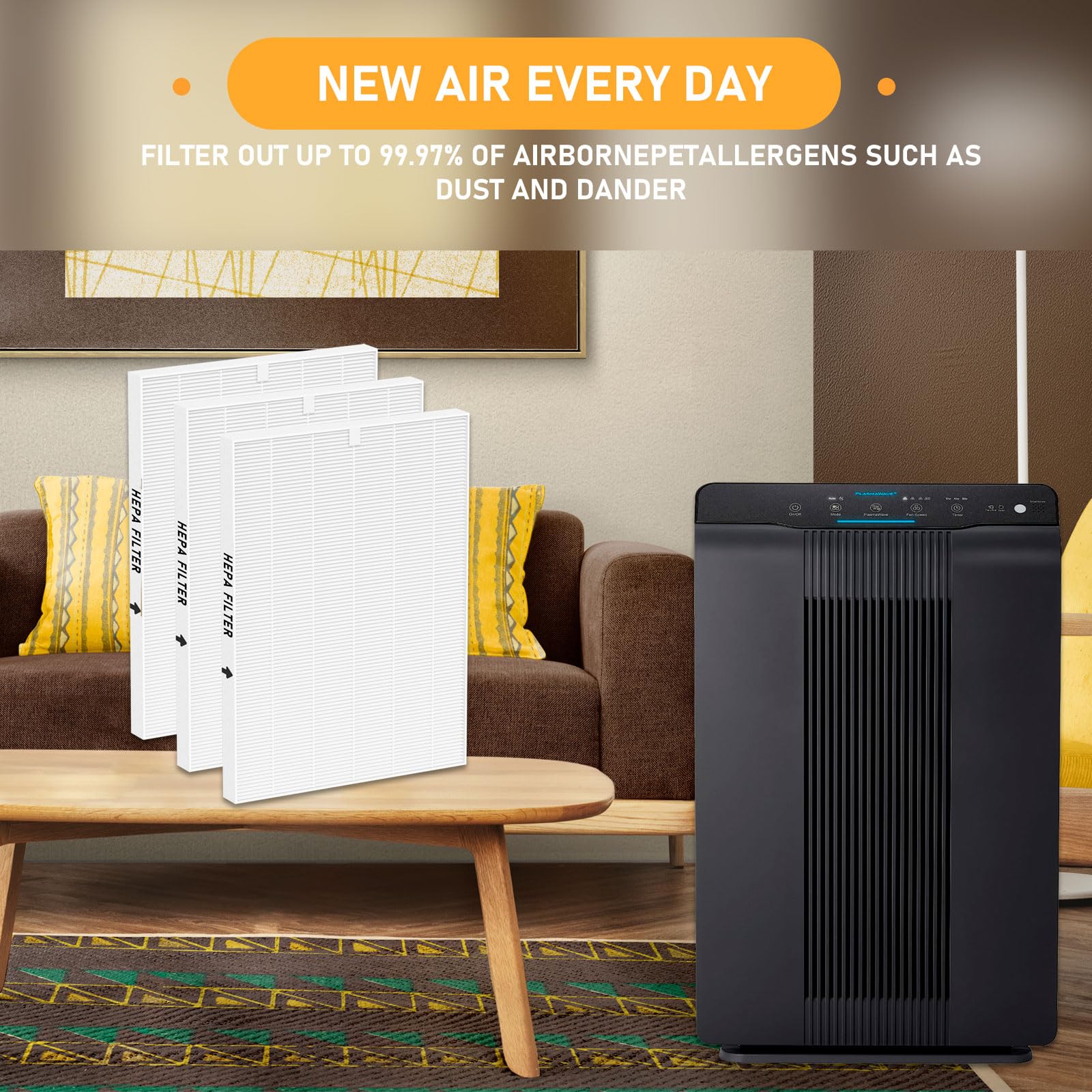 116130 True HEPA Filtre de rechange H compatible avec purificateur d'air Winix 5500-2 et modèles AM80, lot de 3 filtres HEPA uniquement