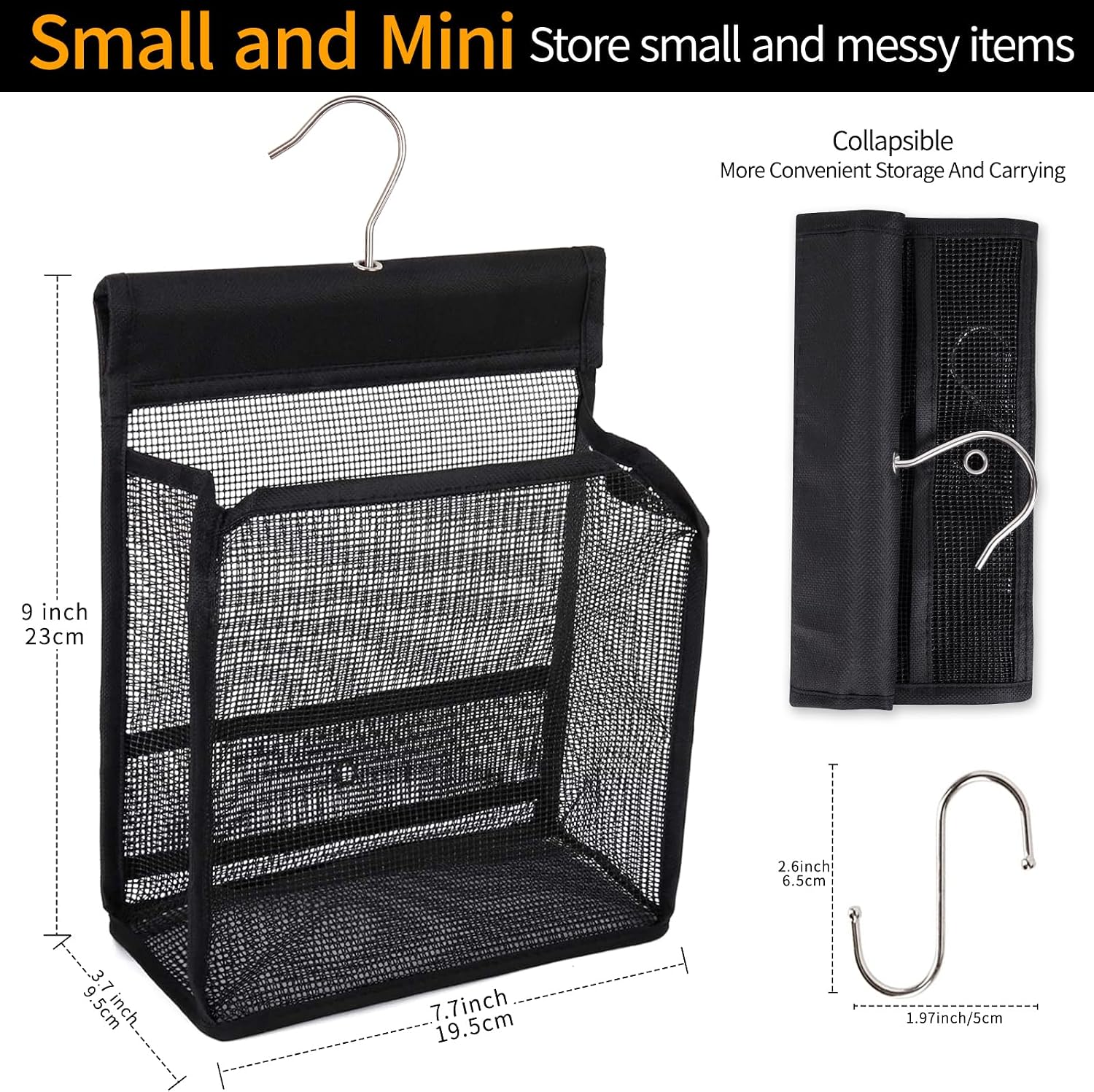 Mini Hangable Mesh Bathroom Storage Basket, Foldable Shower Caddy Storage Basket, Ideal for Gyms, College dorms, RV bathrooms, Travel and Pool Locker Rooms (1) image 2