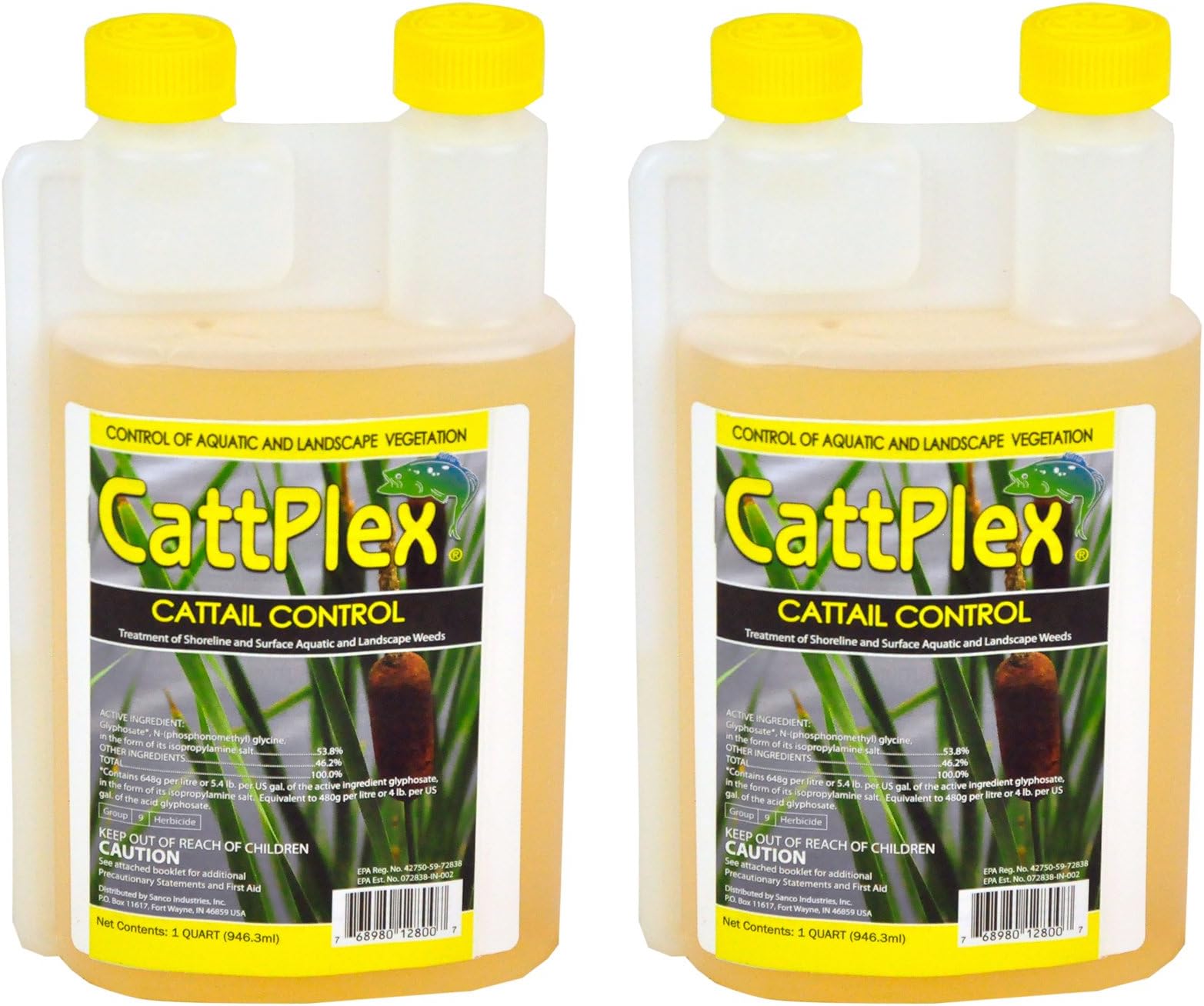 Sanco Catt Plex Glyphosate Aquatic Cattail 1 Quart Shoreline Herbicides, 2-Pack